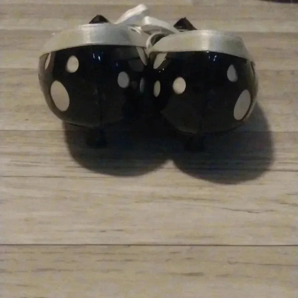 Giuseppe Zanotti Black/White Polka-Dot Kitten Heels Size 8.5AA Patent Leather - Picture 5 of 9